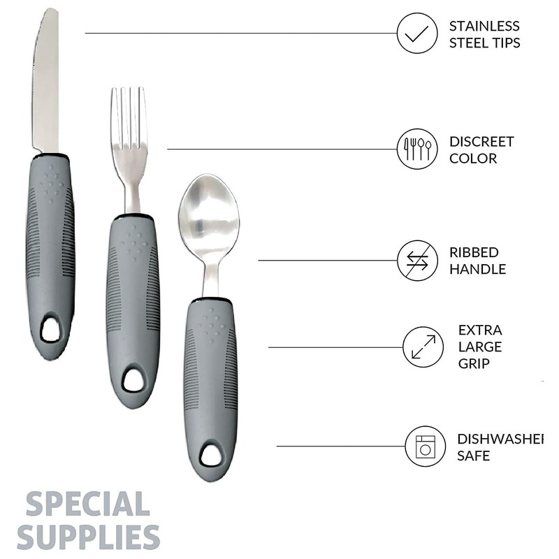 Weighted Extra Wide Handles Easy Grip Cutlery Set, Disability Ideal