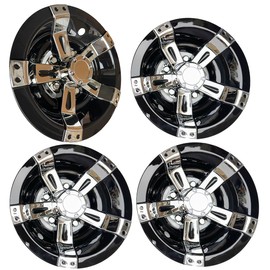 Golf Cart 10" Wheel Covers Hub Caps W/Chrome Spokes for EZGO Cub Car Yamaha Golf Cart Package Set of 4pcs