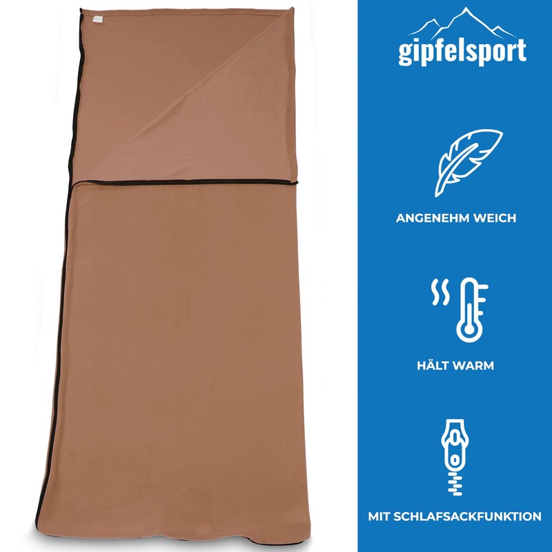 Microfibre Fleece Blanket with Sleeping Bag Function, Size 185 x