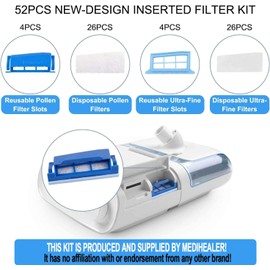 52PCS CPAP Filter Kit Compatible with DreamStation 1, Includes 22 Pollen Filters, 22 Ultra-Fine Filters and 4 Assembled Filters, Reusable Filter Kit Supplies by Medihealer