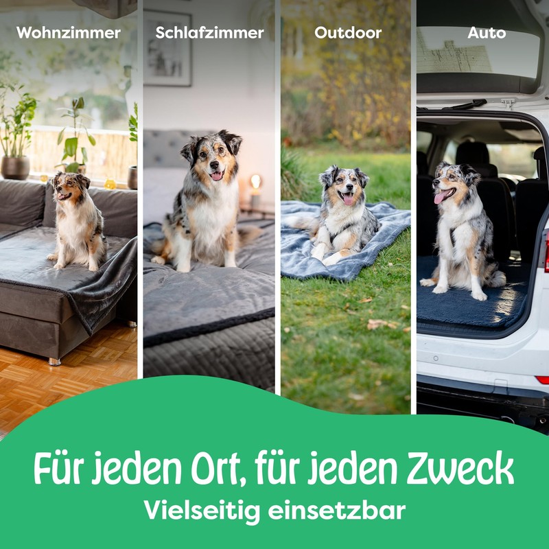 petpurry® Waterproof Dog Blanket, 73 x 101 cm, M/Grey, Fluffy