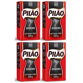 Pilao Extra Strenght Coffee 17.6 oz Café Extra Forte 500g Pack , 70.54 Ounce, (Pack of 4)