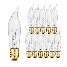 OHBULBS OHLECTRIC CA5 Flame Tip Clear Incandescent Light Bulb | 7.5 Watt Bulbs with E12 Candelabra Base | White Light Ideal for Decorative Lighting in Homes and Commercial Areas | 24-Pack