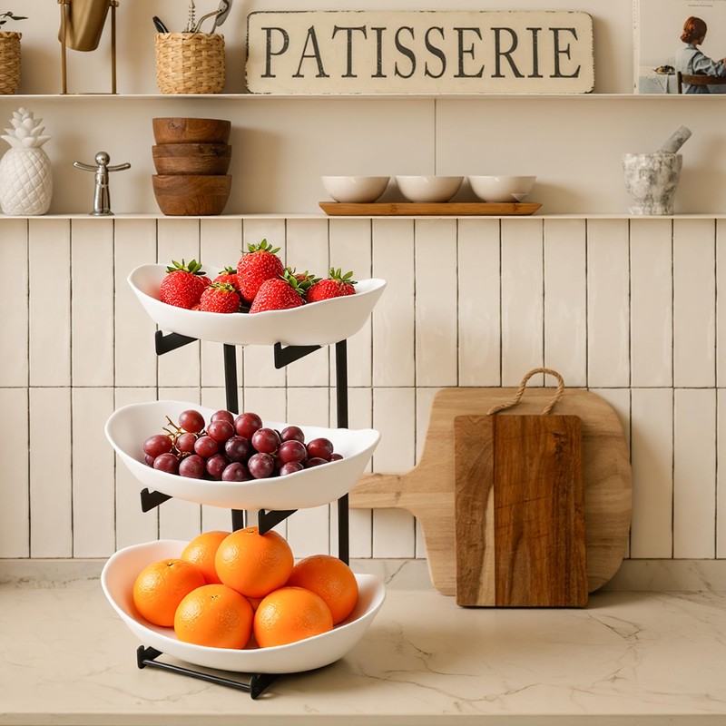 LIBWYS 3-Tier Plastic Fruit Bowl - Multi-Level Fruit Basket with