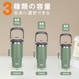 TYESO Tumbler with Straw, 33.1 fl oz (1,050 ml), Coffee Water Bottle, Thermos Flask, Hot and Cold Insulation, Kettle with Handle, Double Walled Construction, Wide Mouth, Large Capacity, Direct