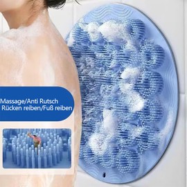 katmerio Rutschfestes Silikon Massagepad, Rückenschrubber, Fußbürste Wäscher Massagegerät Dusche mit Saugnapf Silikon, Fußkreislauf Entlastet müde Füße(Blau)