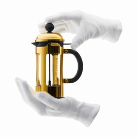 Bodum Chambord Kaffeebereiter 3 Tassen mit Metallrahmen, Chrom, Gold, 0.35 l