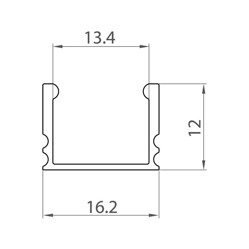 LED Profile in Silver P5-2 100 cm without Cover for