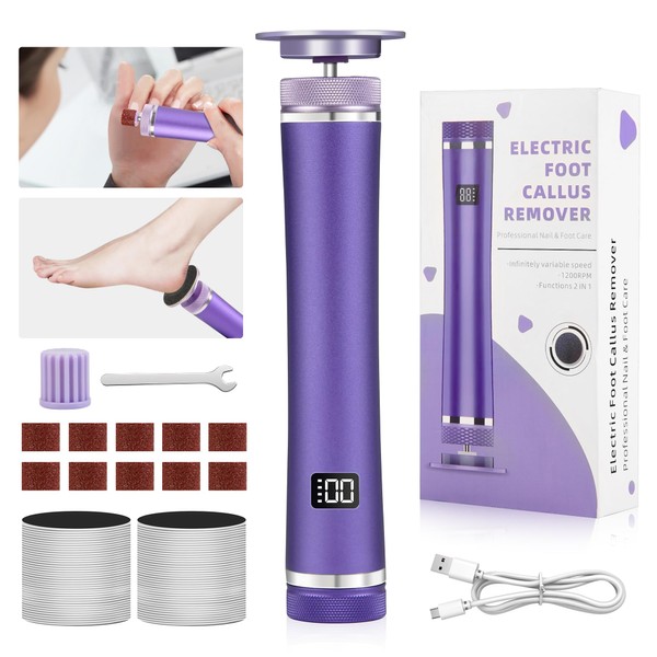 Powerful Electric Foot Callus Remover(12 Speed&LED Show), 2 in 1