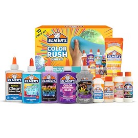 Elmer's Color Rush Kit de slime; incluye pegamento líquido y activador de slime, para hacer slime que cambia de color, brilla en oscuridad, de color, 