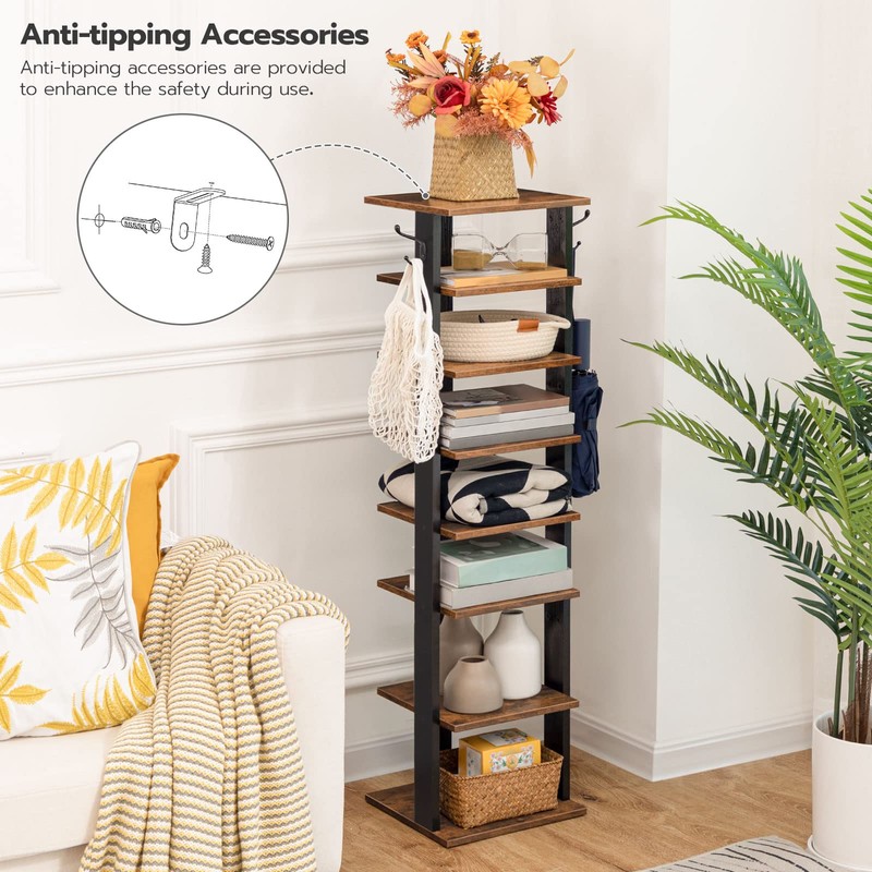 HOOBRO 8 Tiers Vertical Shoe Rack, Wooden Shoe Storage Organizer