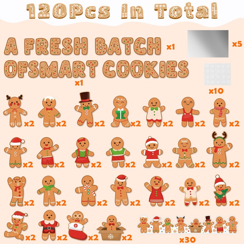 Haooryx Christmas Winter Gingerbread Man Bulletin Board Classroom Decoration Set