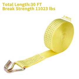 huyear 4 Pack 2" x 30' Ratchet Straps Heavy Duty Tie Down Straps Ratchet with Double J Hooks, 6,613 lbs Break Strength, Longer Cargo Ratchet Straps for Moving, Truck, Trailers, Motorcycles (Yellow)