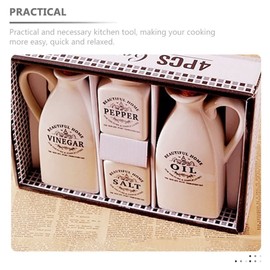 4pcs Ceramic Seasoning Bottle Small Vinegar Jars Soy Sauce Jar Sauce Dispenser Kitchen Vinegar Bottle Oil Pot Japanese Style Oil Bottle Seasoning Jar Kitchen Oil Dispenser