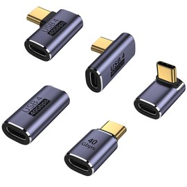 AreMe - Paquete de 5 adaptadores USB C, 90 grados hacia arriba y hacia abajo, ángulo izquierdo y recto USB tipo C macho a hembra, acoplador hembra a hembra para cubierta de vapor, ROG Ally, Switch,