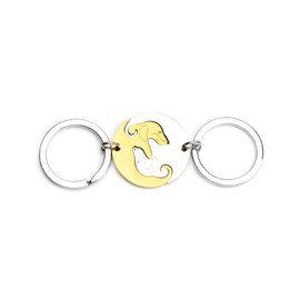 OBEISN Women's Patchwork Dachshund Pattern Stainless Steel Key Ring, Modern and Simple Design, Birthday Gift, Very Suitable as a Birthday Gift for Girlfriend or Sister