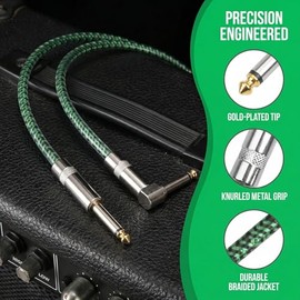 AZOR TS - Cable de guitarra eléctrica de 1/4 de pulgada, cable de instrumento eléctrico de 10 pies para guitarra eléctrica, bajo, amplificador de alta
