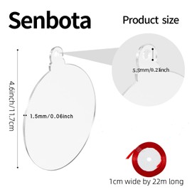 Senbota 50 Pcs Round Clear Ornaments 4 inch Blank Acrylic 2024 Christmas Ornaments Clear Disc Ornament with Holes for Christmas Trees Yard Decor Labels