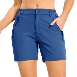 Women's Half Pants, Outdoor Wear, Shorts, Mountain Climbing, Sweat Absorbent, Quick Drying, Golf Wear, UV Protection, Zippered, Summer, 02 blue