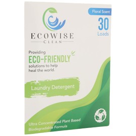 Ecowise Clean, Hojas de detergente para ropa ecológicas, hojas de lavadora biodegradables concentradas, florales, 30 unidades (paquete de 1)
