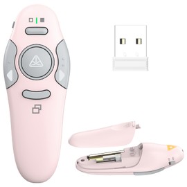 QUI Presentation Clicker Wireless Presenter Remote Clicker for PowerPoint Presentation Remote, PowerPoint Slide Advancer for Mac/Windows/Linux, Google Slide/PPT/Keynote, USB, Pink