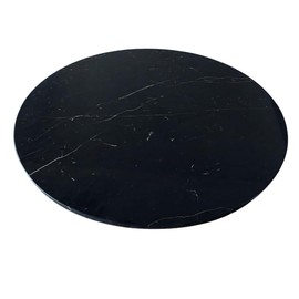 Serving Tray for Ottoman Round Black Marble Stone Centerpiece Table Top Modern Home Kitchen Bathroom Decor Organizer - 14 Inch