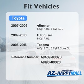 AZ-HAPPYMALL 4Pcs Front Alignment Camber Adjustment Bolt Kit - Compatible with 2005-2016 Tacoma, Toyota 2003-2009 4Runner, Lower Control Arm Cam Bolts, Replace# 48409-60020,48190-60020 (Pack of 4)