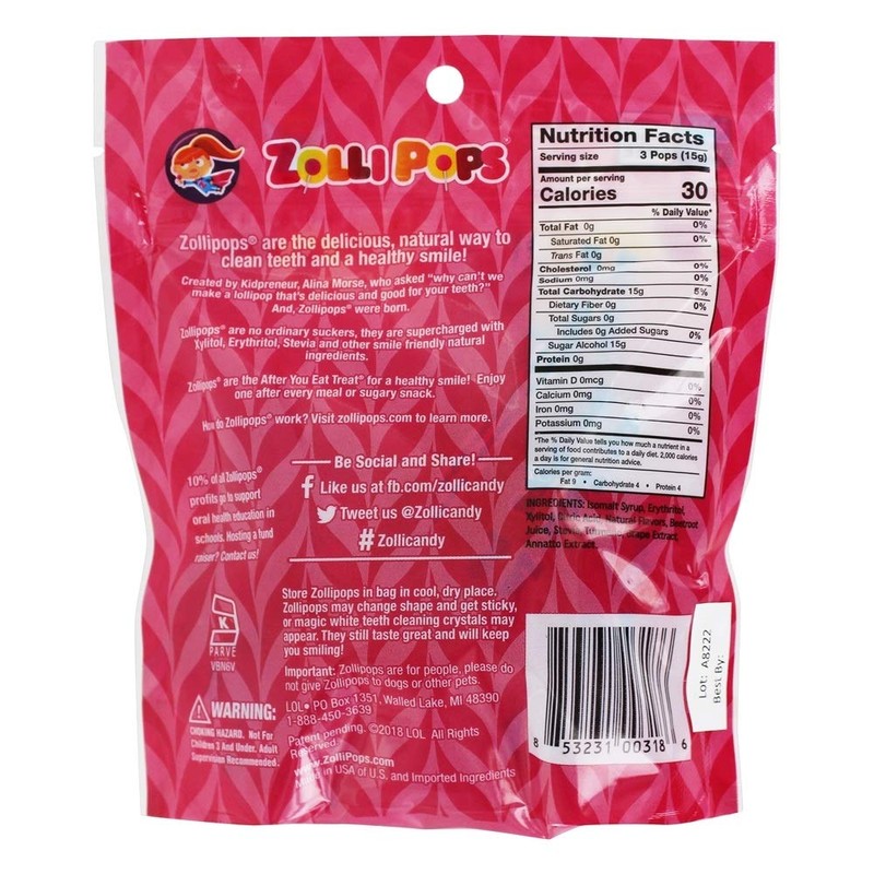 Zollipops - Holiday Strawberry Pack - Clean Teeth Lollipops, 3.1