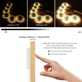 CHNMALITAI 12V COB LED Strip, 6 Pcs 2M/6.6ft Warm White COB LED Strip Light with Touch and Hand Sweep Dimmer Switch for Cabinet Showcase Kitchen Lighting