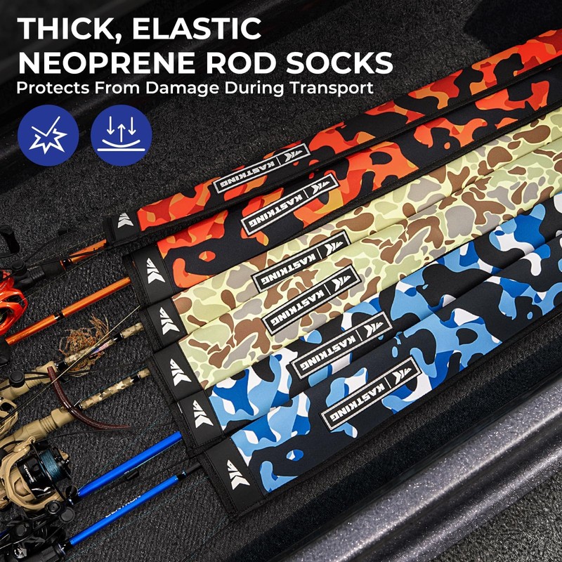 KastKing MeshGuard Camo Fishing Rod Sleeves, Spinning, Blue Camo 4