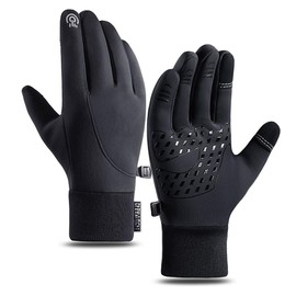 SUJAYU Winter Touch Screen Gloves for Men & Women - Running, Cycling, Warm (Black, Large)