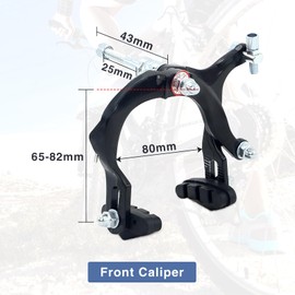 WEEROCK Front Bike Calip Brake, Front C Brake, Rim Brake with Left Aluminium Alloy Brake Lever, Bike Cable for Kids Bike, Child Bike, Student Bicycle, BMX，Beach Bike, Commuter Bike, Black