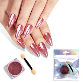 MelodySusie Pink Chrome Nail Powder for Gel Nails,Metallic Mirror Effect Pigment Stylish Fine Glitter for Home DIY Salon Use