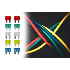 Car Socket Fuse, Blade Fuse 3-35 Amps, Standard 19 mm Fuse for Car, Motorcycle, Motorhome, Truck, 10 Pieces