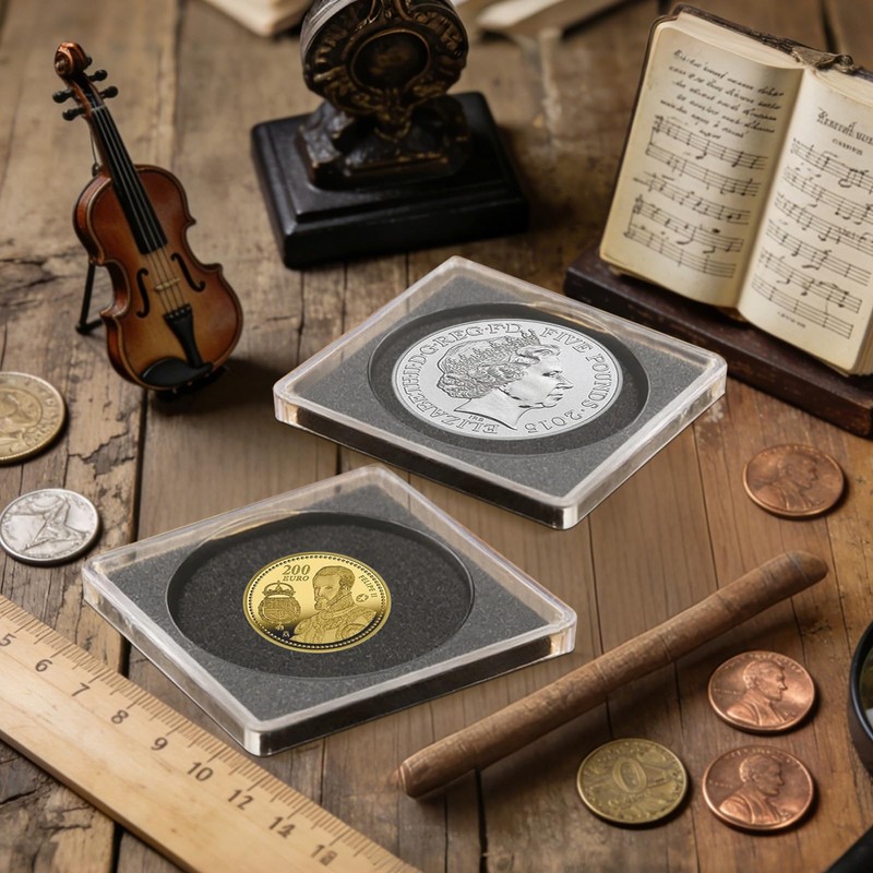 50Pcs Silver Dollar Coin Holders with 5 Sizes Adjustable Gaskets