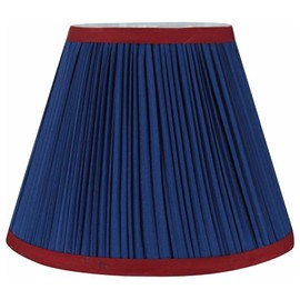 Urbanest Mushroom Pleated Softback Lamp Shade, Faux Silk, 5-inch by 9-inch by 7-inch, Navy Blue with Burgundy Trim, Spider-fitter