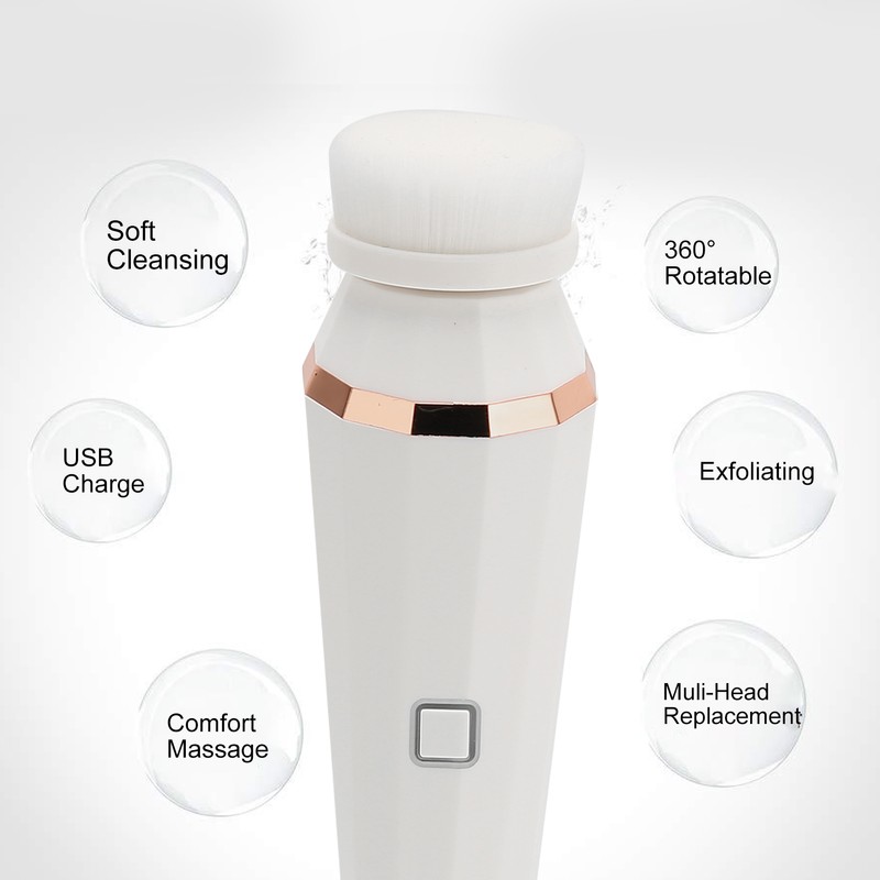 Facial Cleansing Brush Rechargeable 360° Rotatable 3 Speed Electric Face