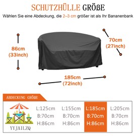 YYJAILZQ Banana Bench Protective Cover, Waterproof, Banana Bench, Banana Bench Cover, 420D Oxford Fabric, Black (185 x 70 x 86 cm)
