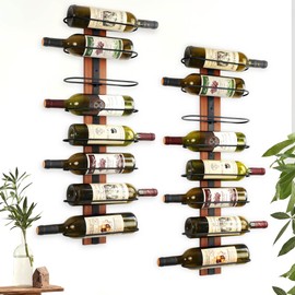 FLstudio Wine Rack Wall Mounted: 16 Bottles Wine Bottle Holder Hanging Bar Liquor Storage Organizer of Cabinet Kitchen - Designed for Wine Collector (16 Bottles)