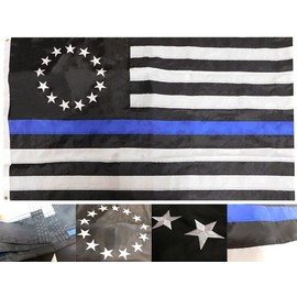 "Flags & Signs" Betsy Ross Thin Blue Line 3x5 3'x5' 150D Dura-Last Nylon Embroidered Flag a-1-4126