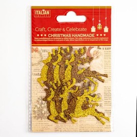 Italian Options Brown Gold Glitter Reindeers Christmas Craft Festive Card Making Decoration (Pack of 12)