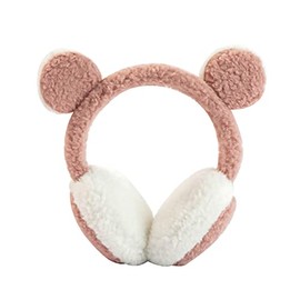 YJZQ Kids Earmuffs Football Pattern Ear Warmers Winter Warm Soccer Design Earmuffs Plush Cartoon Children's Earmuffs Fluffy Faux Fur Ear Warmers Protection Xmas Birthday Gifts (Pink-pom)