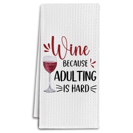 IRTAGANNY Funny Wine Kitchen Towels, Wine Lover Gifts Dish Tea Towels for Kitchen Bar Cart Decor, Bartender Bar Gifts Decorative Hand Towel, 16x24 Inches