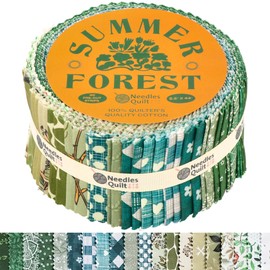 Needles Quilt Studio - 2.5" Precut 40 Fabric Strip Bundle (Summer Forest) | Cotton Strips Bundles for Quilting - Jelly Rolls for Quilting Assortment Fabrics Quilters & Sewing - Precuts Cloth for Quilt