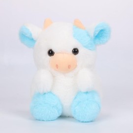 Tikwisdom Cow Stuffed Animal,Plush Cow Doll, Paw Paw Cow Plush Toy,Cartoon Cute Cow,Gift for Boys and Girls,20cm High (Blue)