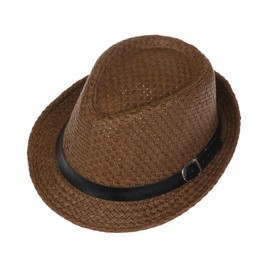 JK Home Fedoras Trilby Hats Unisex Classic Gangster Panama Caps Vintage Short Brim Jazz Hat for Adult Men Woman Coffee