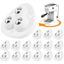 16Pcs Mini Self Adhesive Caster Wheels, 360° Swivel Universal Small Appliance Ball Transfer Casters Rollers Wheels Sliders Pulleys for Small Appliance, Small Furniture, Storage Box, Trash Can (White)