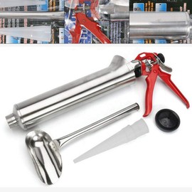 Mortar Pointing Grouting Gun Cement Mortar Caulking Gun Stainless Steel Pointing Brick Grouting Mortar Sprayer Applicator Tool for Cement Lime+2 Nozzles+Nozzle Scoop (US STOCK)