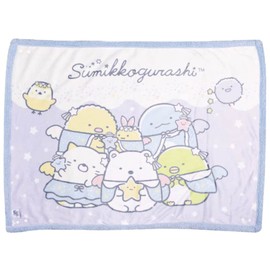 Santan Sumikko Gurashi, Starry Sky Pattern, Blue, 4-Way Blanket, 27.6 x 39.4 inches (70 x 100 cm), Character, Throw, Waistband, Shawl, Bolero Style, W 39.4 x H 27.6 inches (100 x 70 cm)