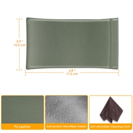 FINTIE Eyeglasses Pouch with Cleaning Cloth, Portable Squeeze Top Vegan Leather Soft Glasses Case Anti-Scratch Sunglasses Bag (Pale Green)